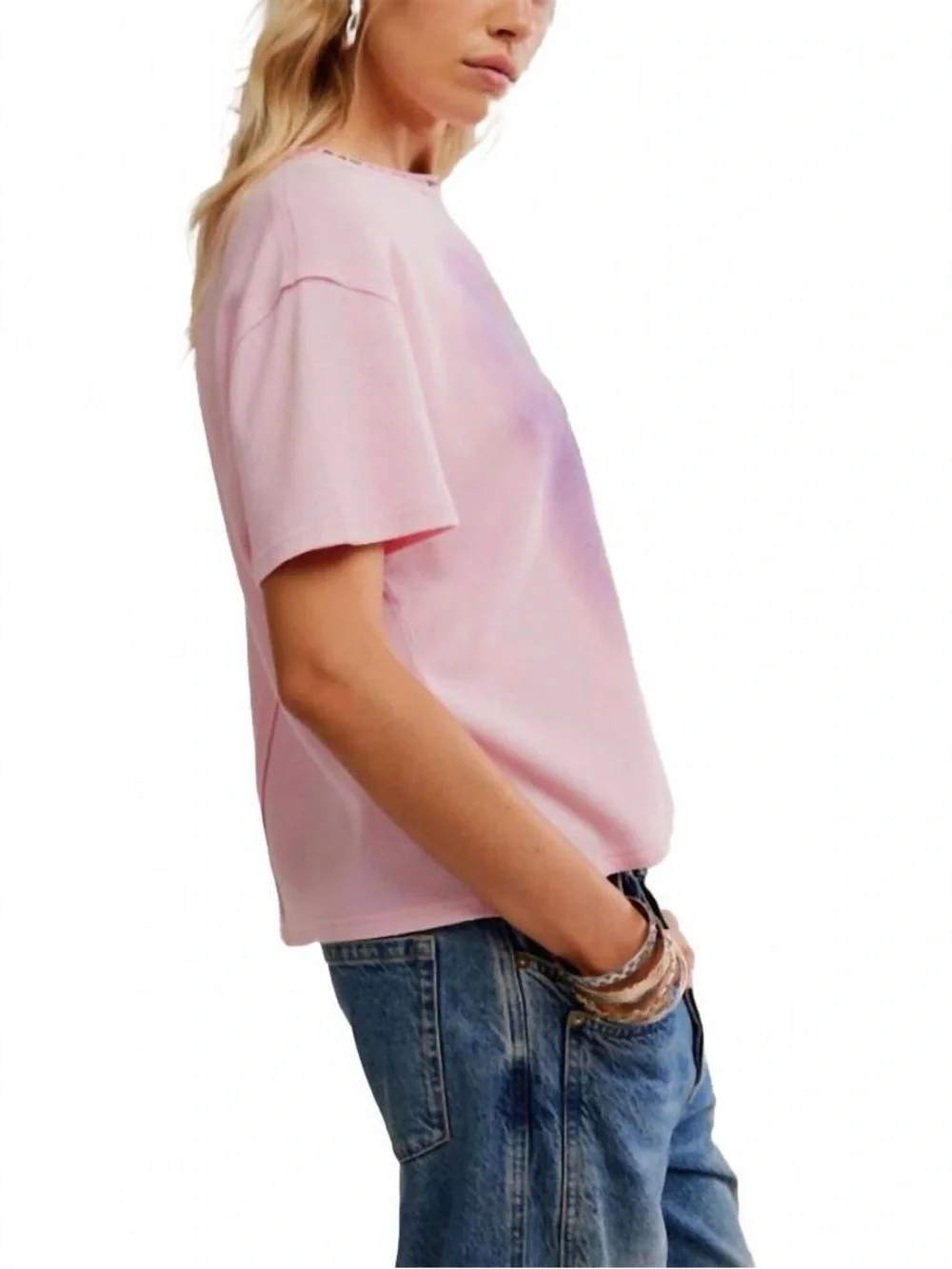 Free People Pink 'Meowy Christmas' Cat Graphic Tee - Pink (313)